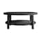 Armen Living Grand Black Aluminum Outdoor Round Conversation Table with Wicker Shelf 840254332744 - alternate 1